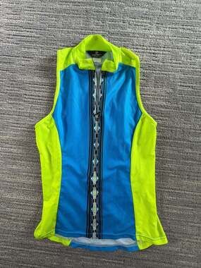 Canari Women's Sleeveless Cycling Jersey Blue Neon Yellow Size M